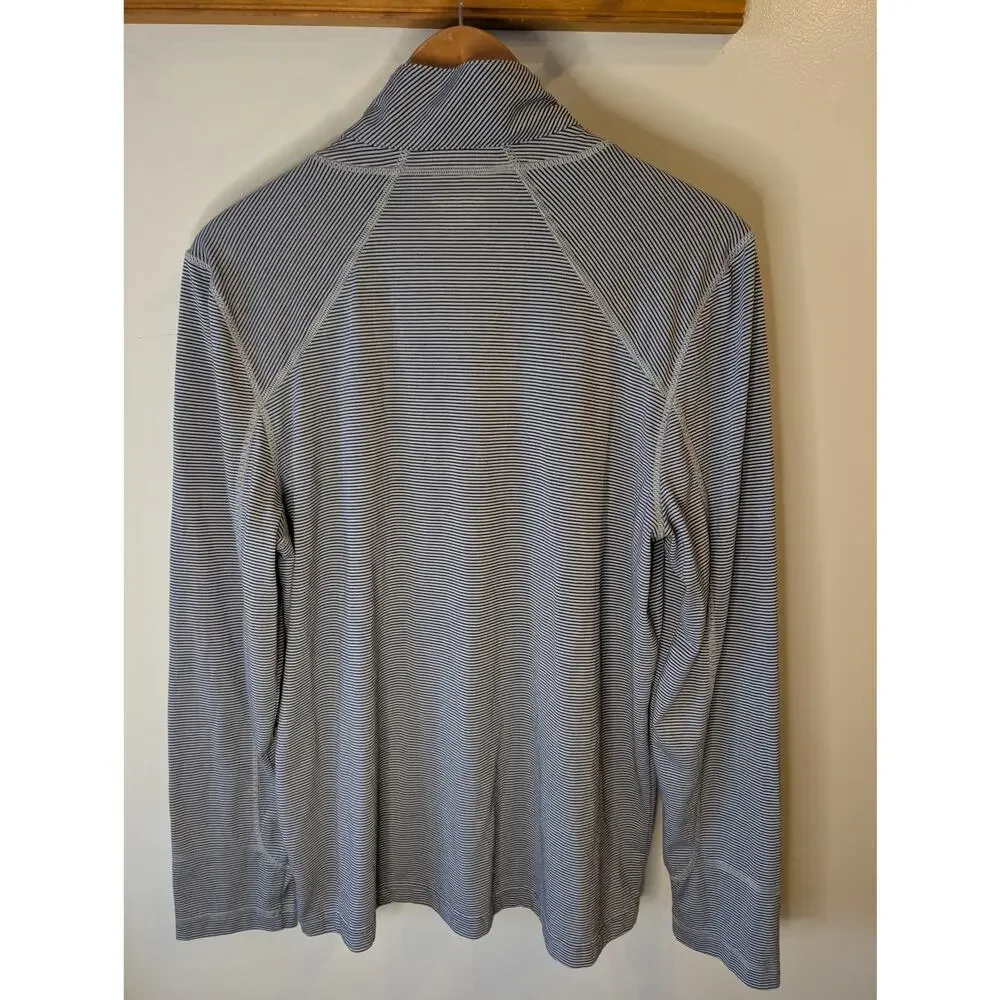 Toad&Co On Rush Quarter Zip Pullover Navy White Micro Stripe Organic Med - Picture 6 of 6